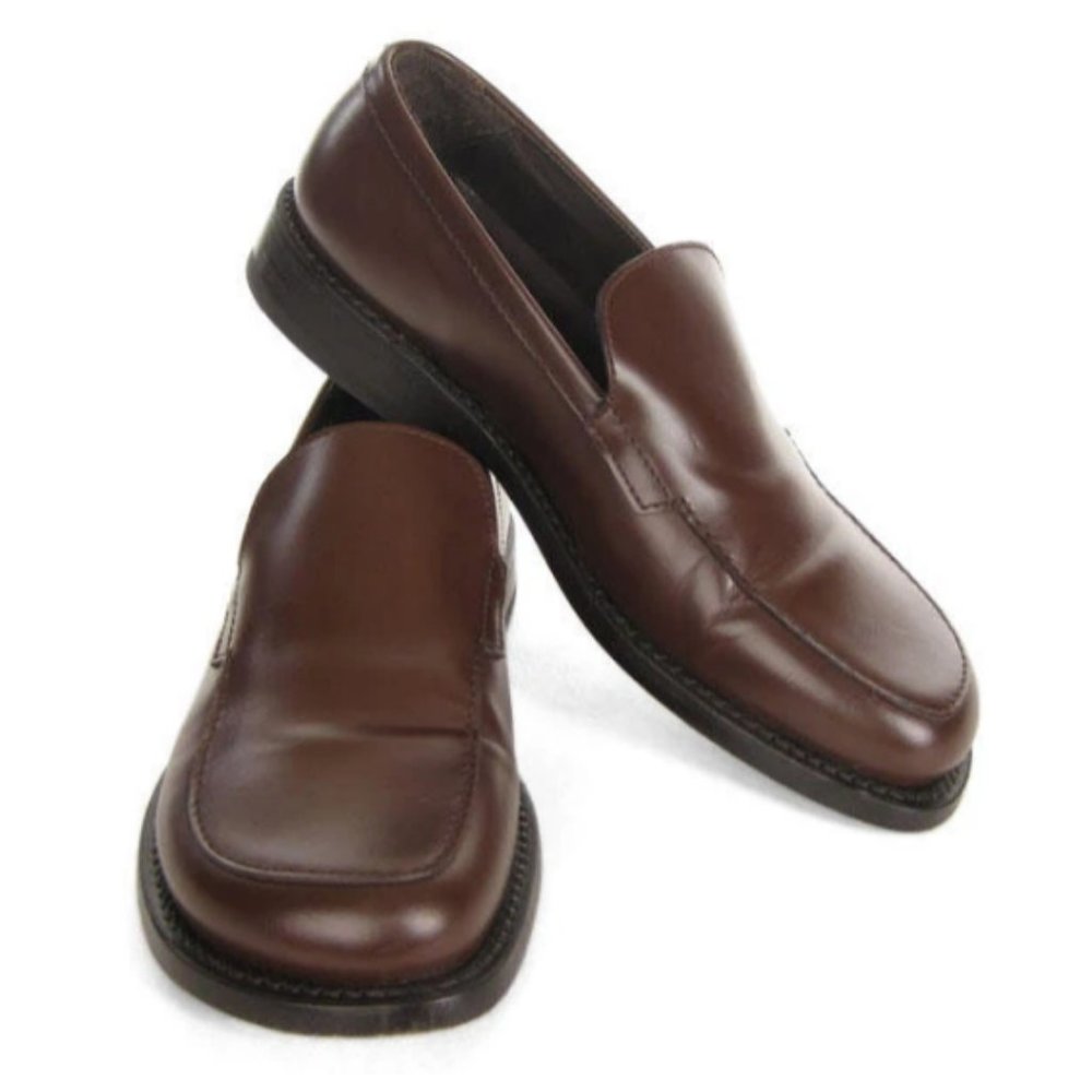 Prada Brown Leather Slip On Loafer